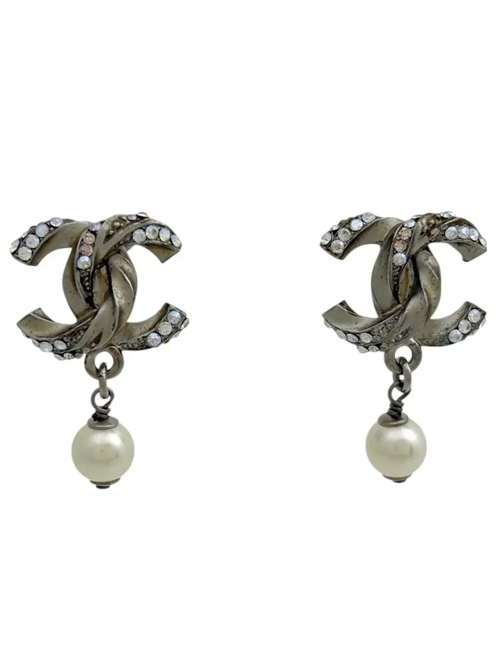 Chanel Cc Logo Clip-On Earrings Silver- #327521C93B